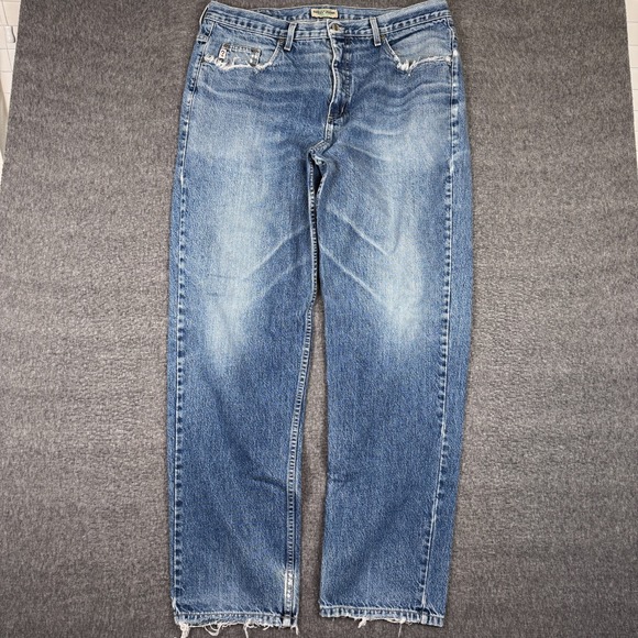 Vintage Guess Jeans Mens 38x34 Blue Denim Baggy Designer Distressed Skate Y2K - Picture 1 of 8